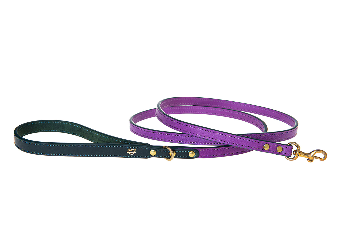 Italian Leather Dog Lead Purple