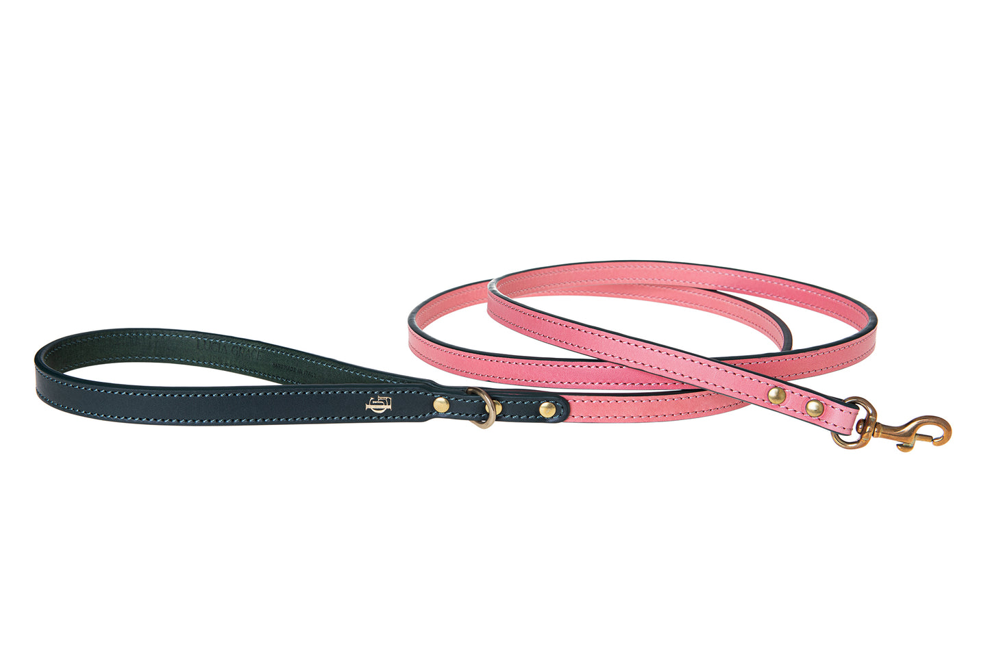 Italian Leather Dog Lead Pink