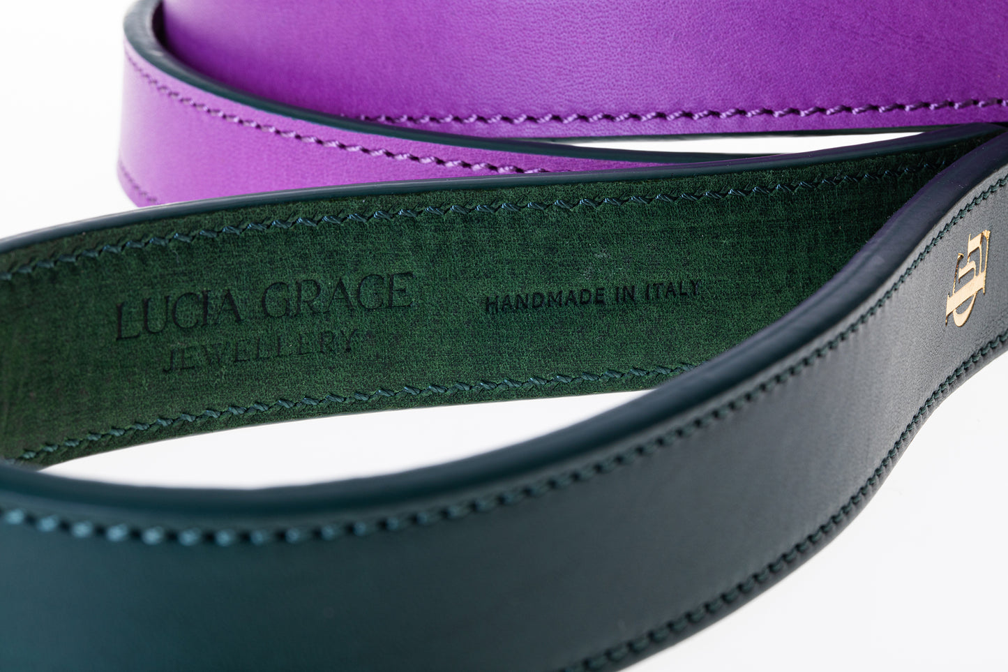 Italian Leather Dog Lead Purple