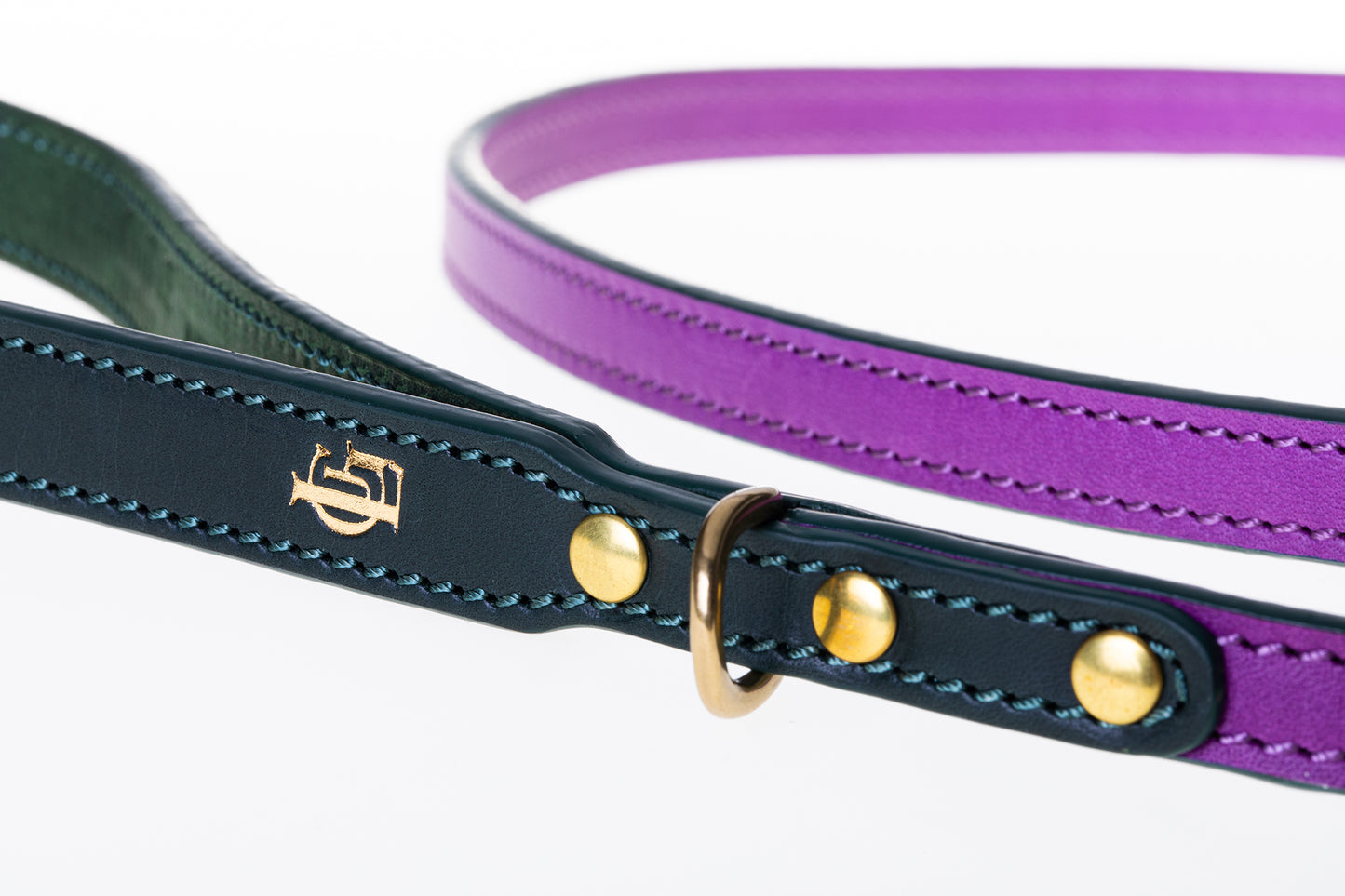 Italian Leather Dog Lead Purple
