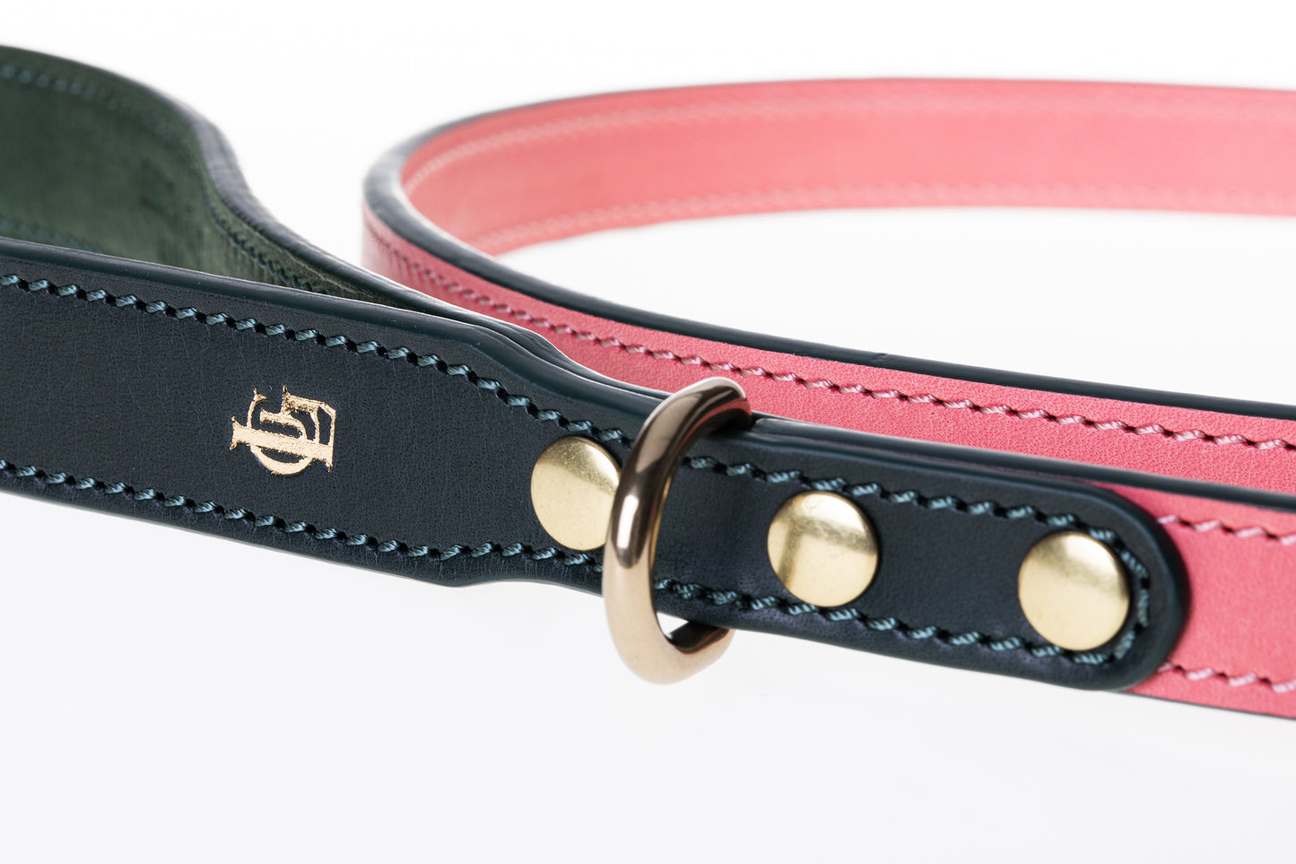 Italian Leather Dog Lead Pink