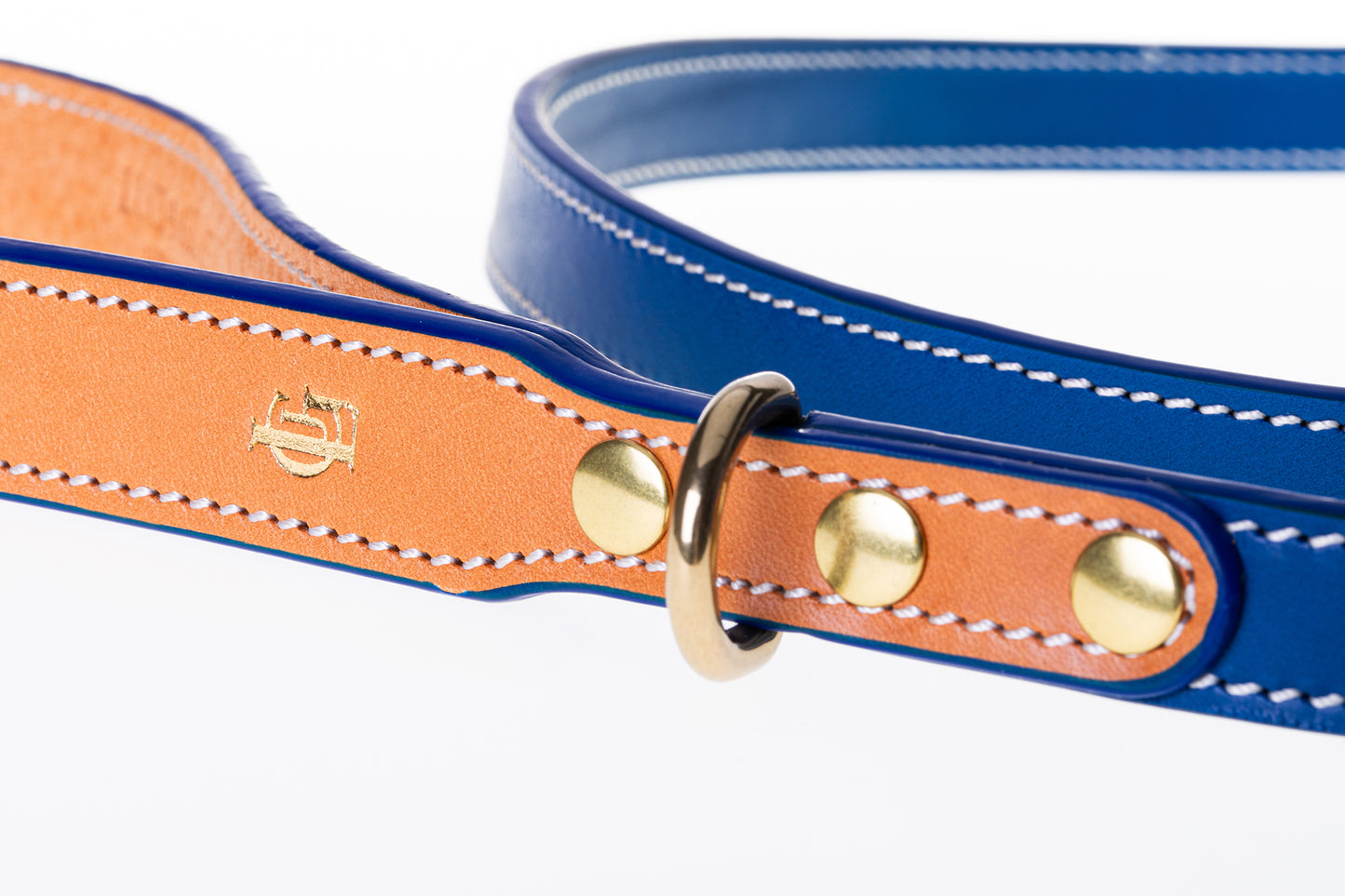 Italian Leather Dog Lead Blue
