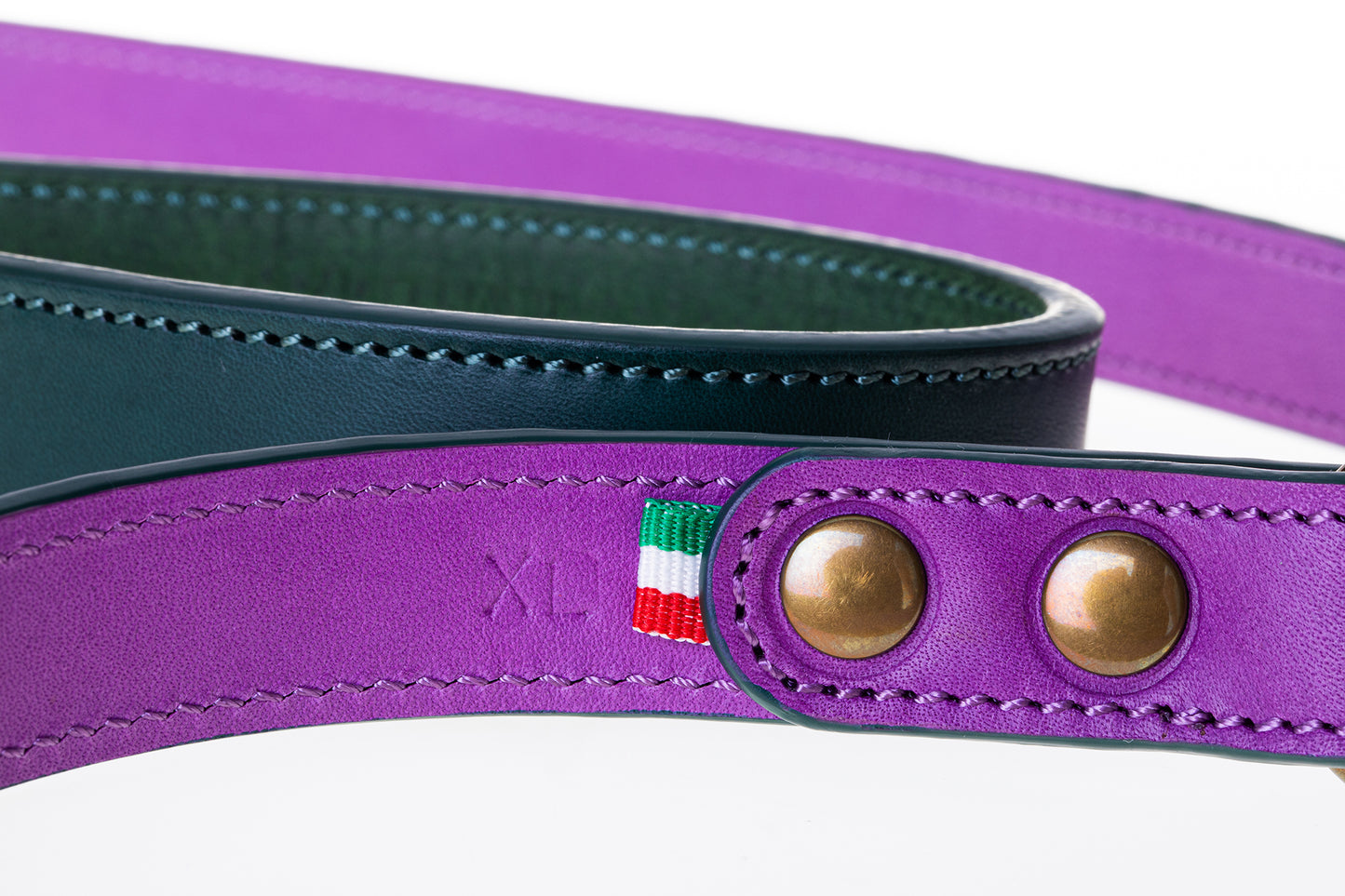 Italian Leather Dog Lead Purple
