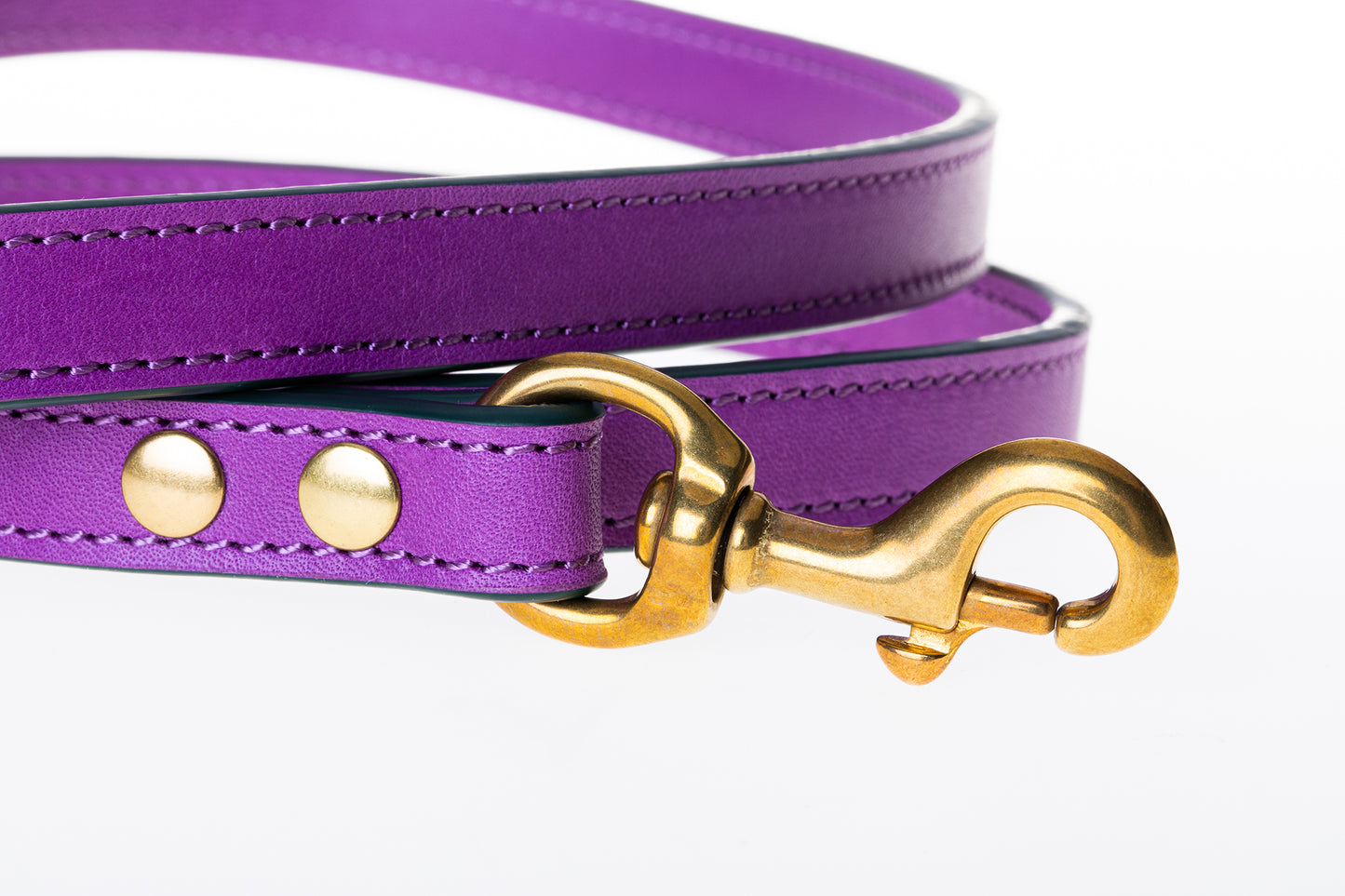 Italian Leather Dog Lead Purple