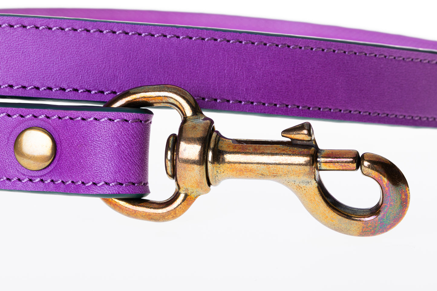 Italian Leather Dog Lead Purple