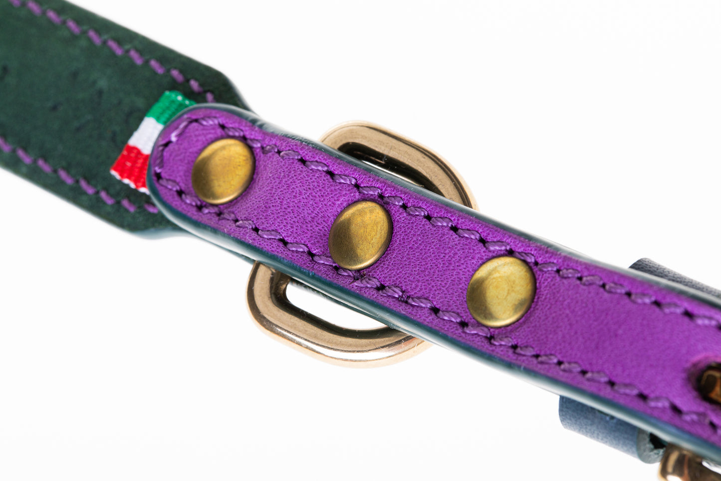 Italian Leather Dog Collar Purple
