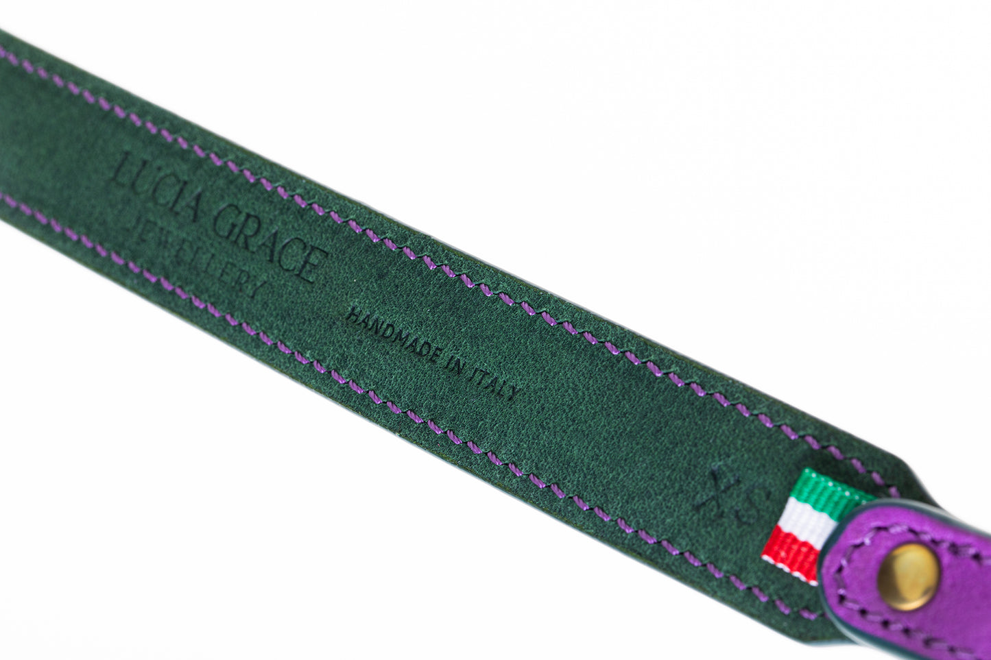 Italian Leather Dog Collar Purple