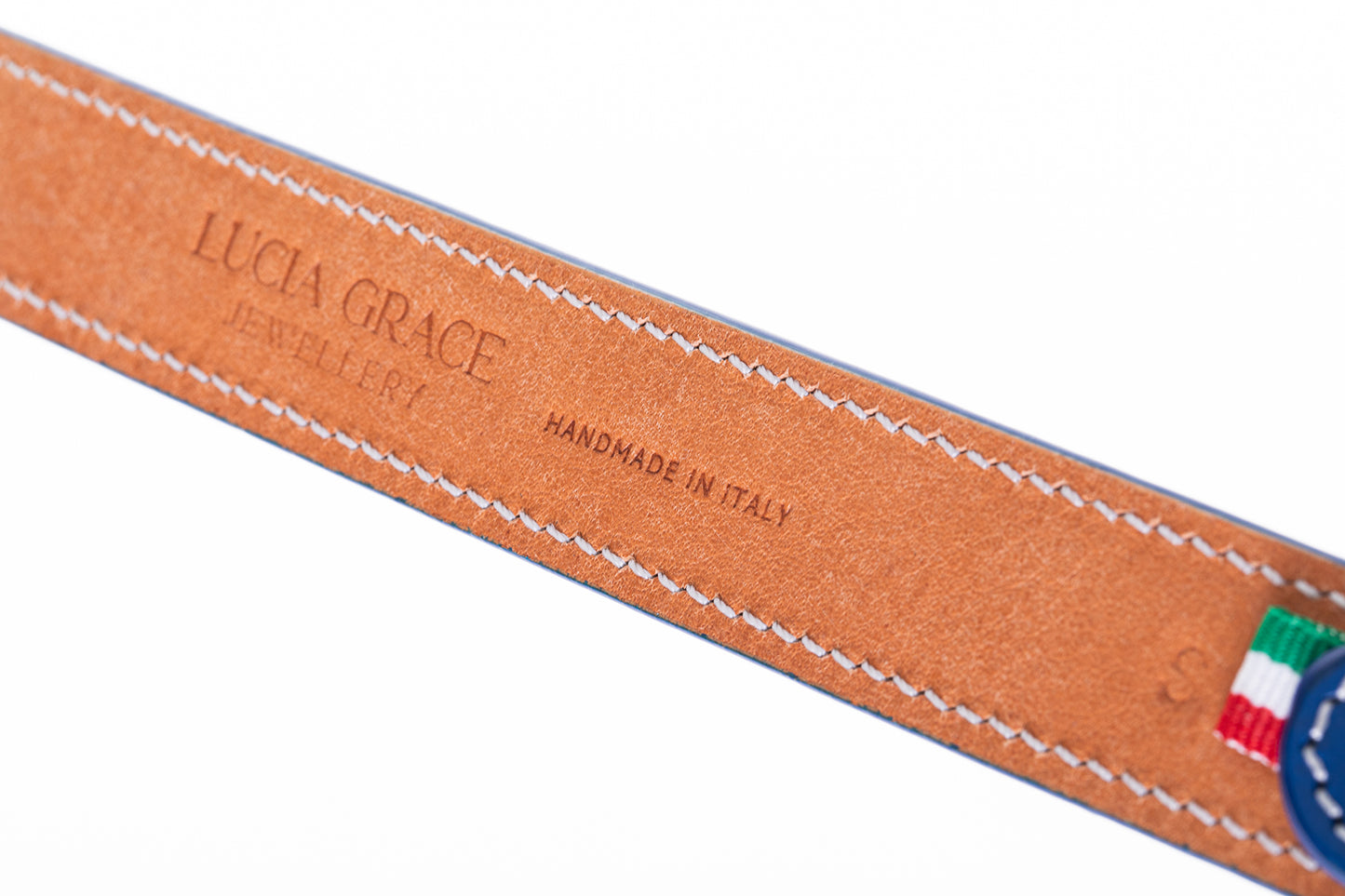 Italian Leather Dog Collar Blue