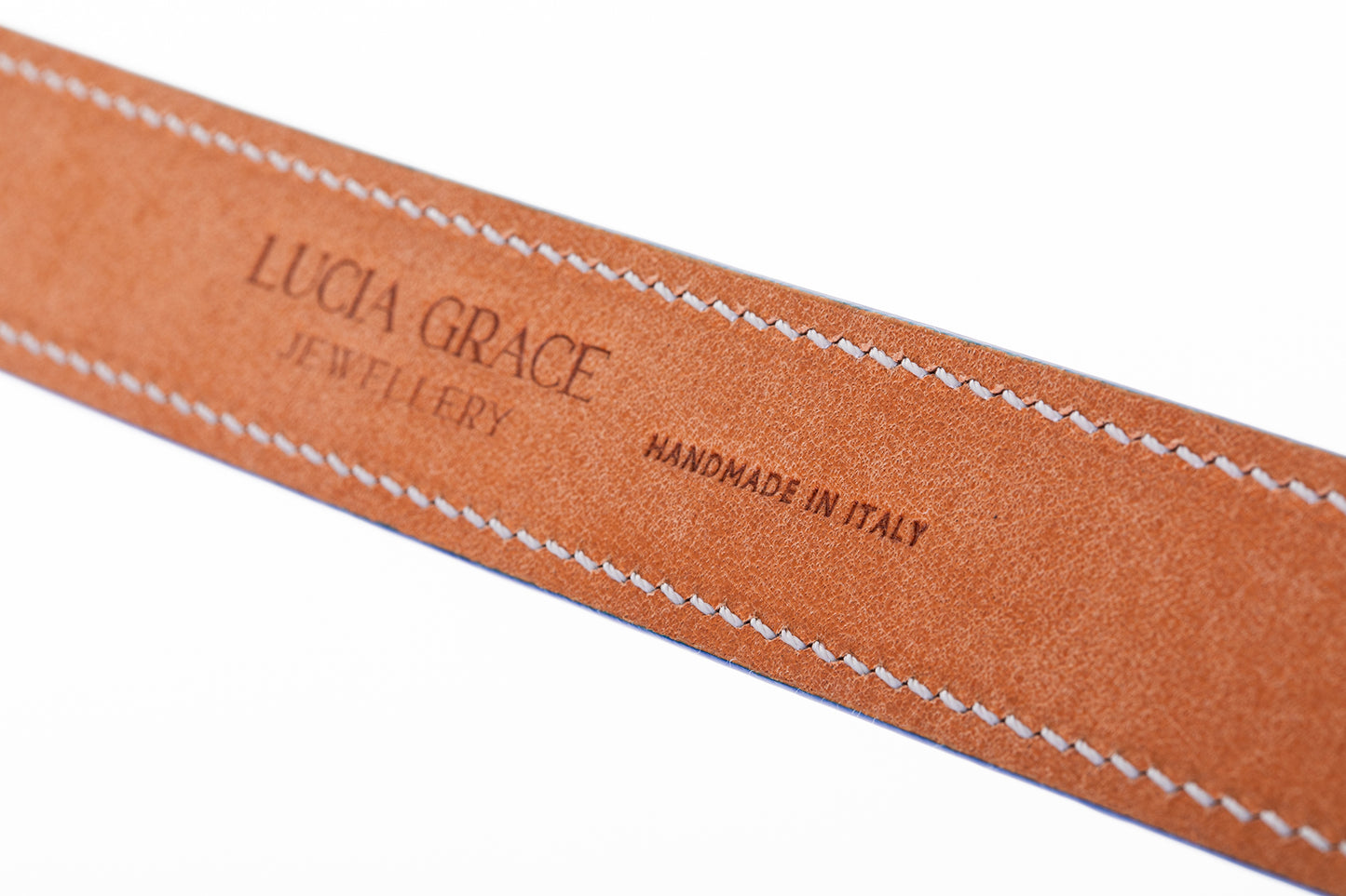 Italian Leather Dog Collar Blue