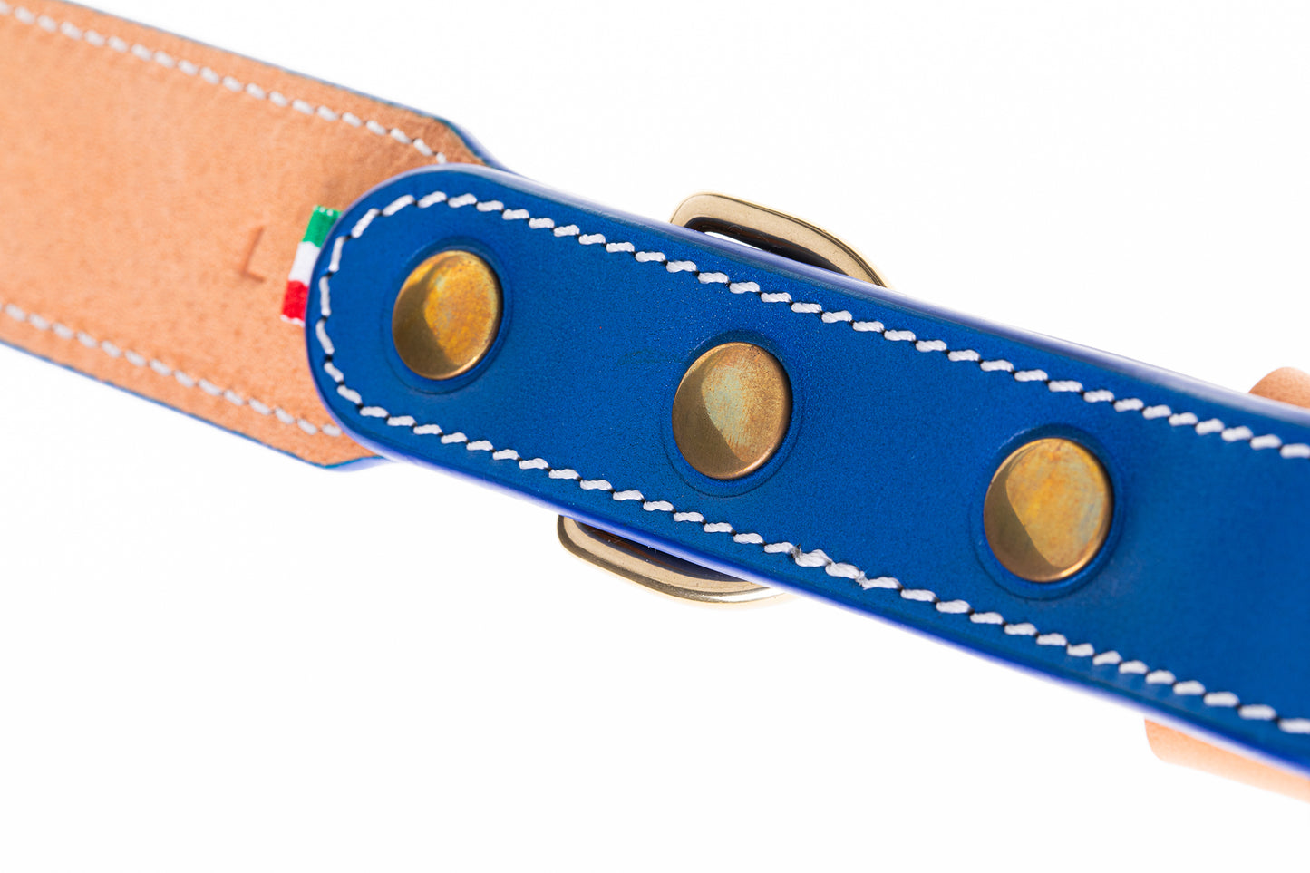 Italian Leather Dog Collar Blue