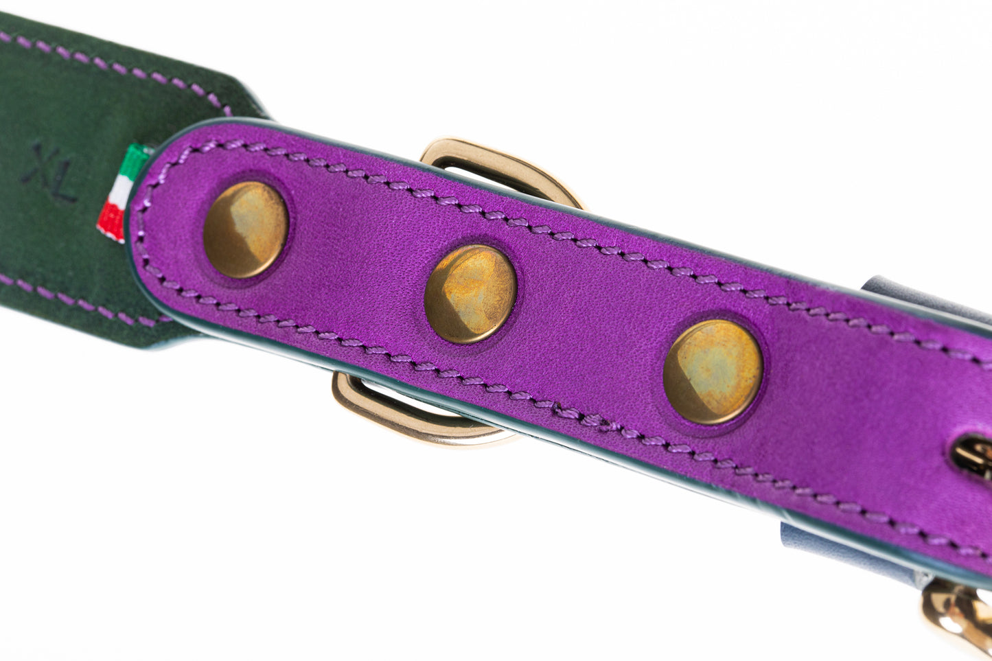 Italian Leather Dog Collar Purple
