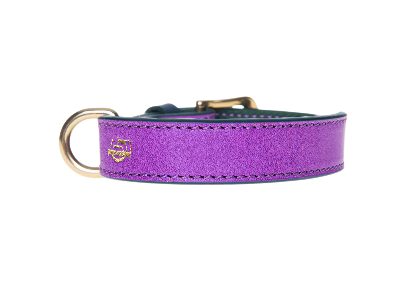 Italian Leather Dog Collar Purple