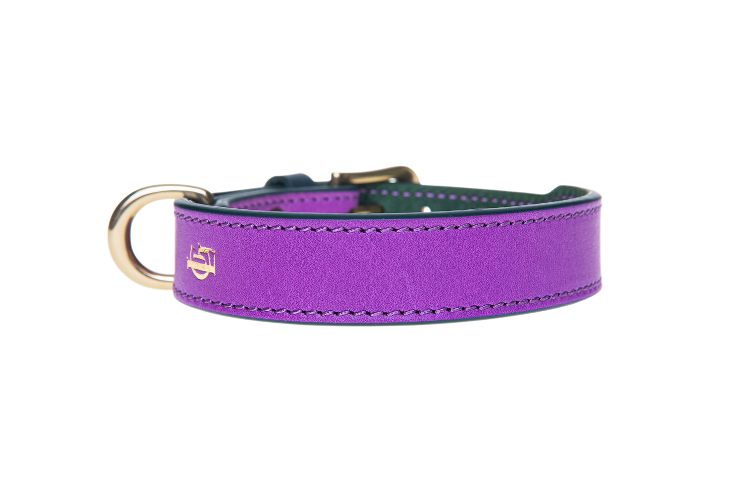Italian Leather Dog Collar Purple