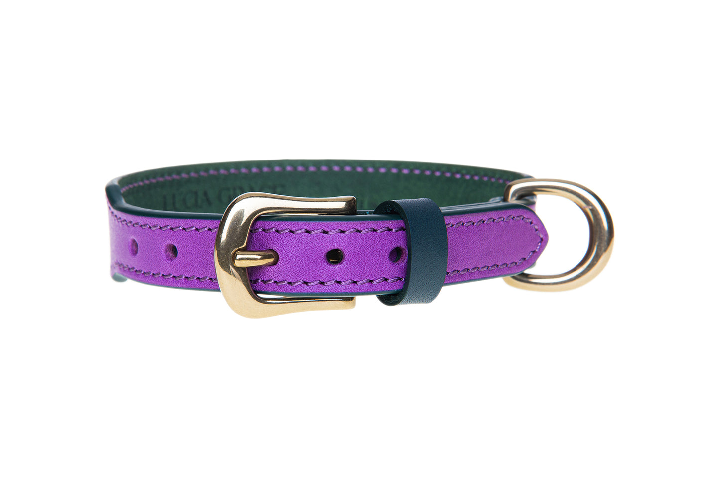 Italian Leather Dog Collar Purple