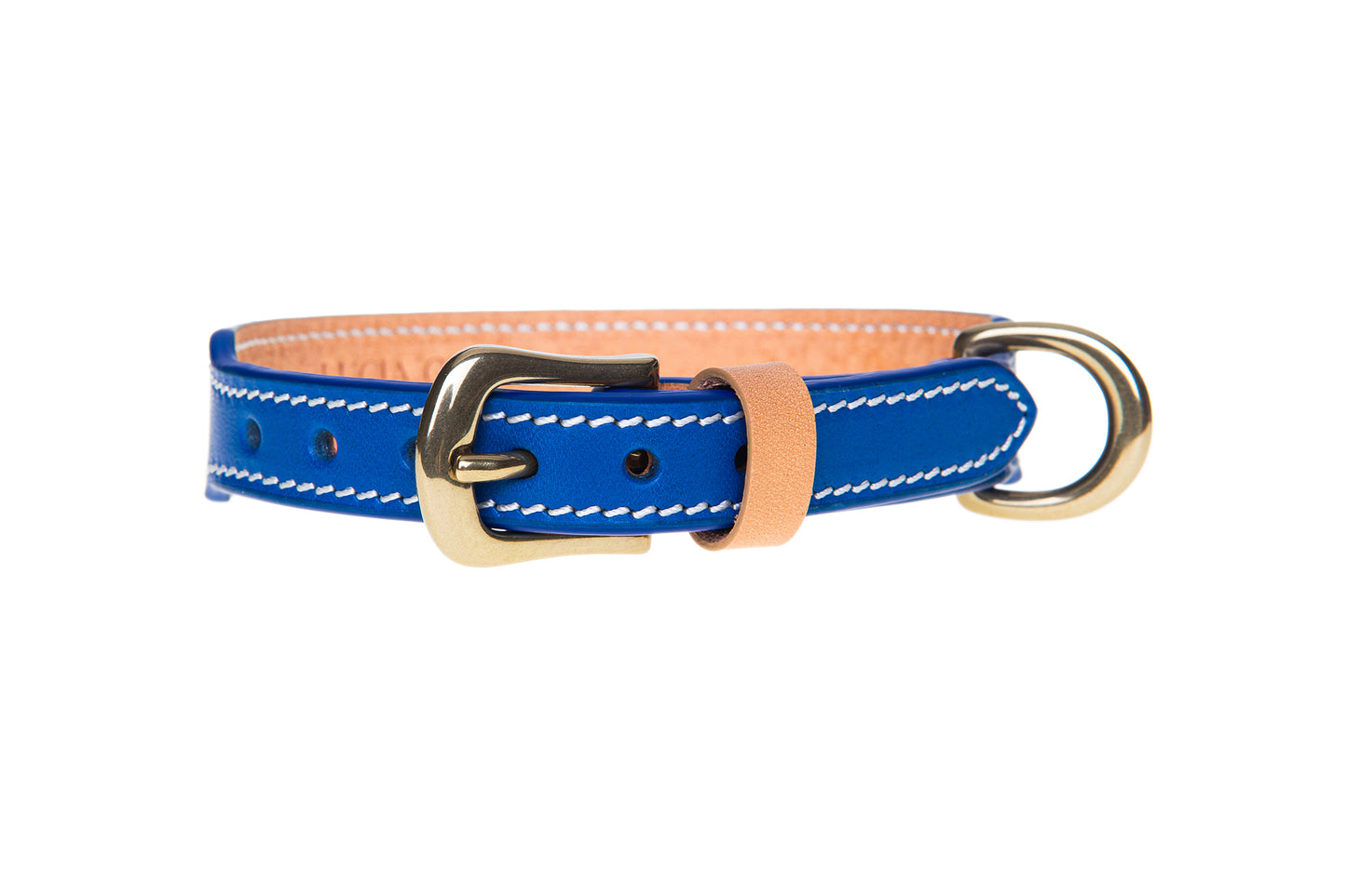 Italian Leather Dog Collar Blue