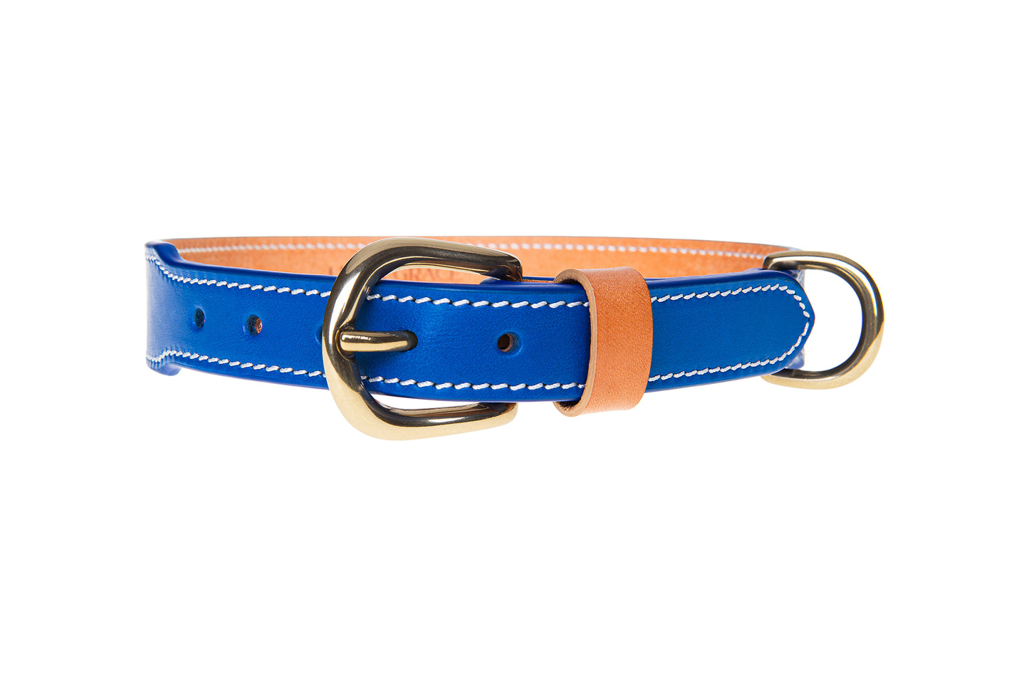Italian Leather Dog Collar Blue