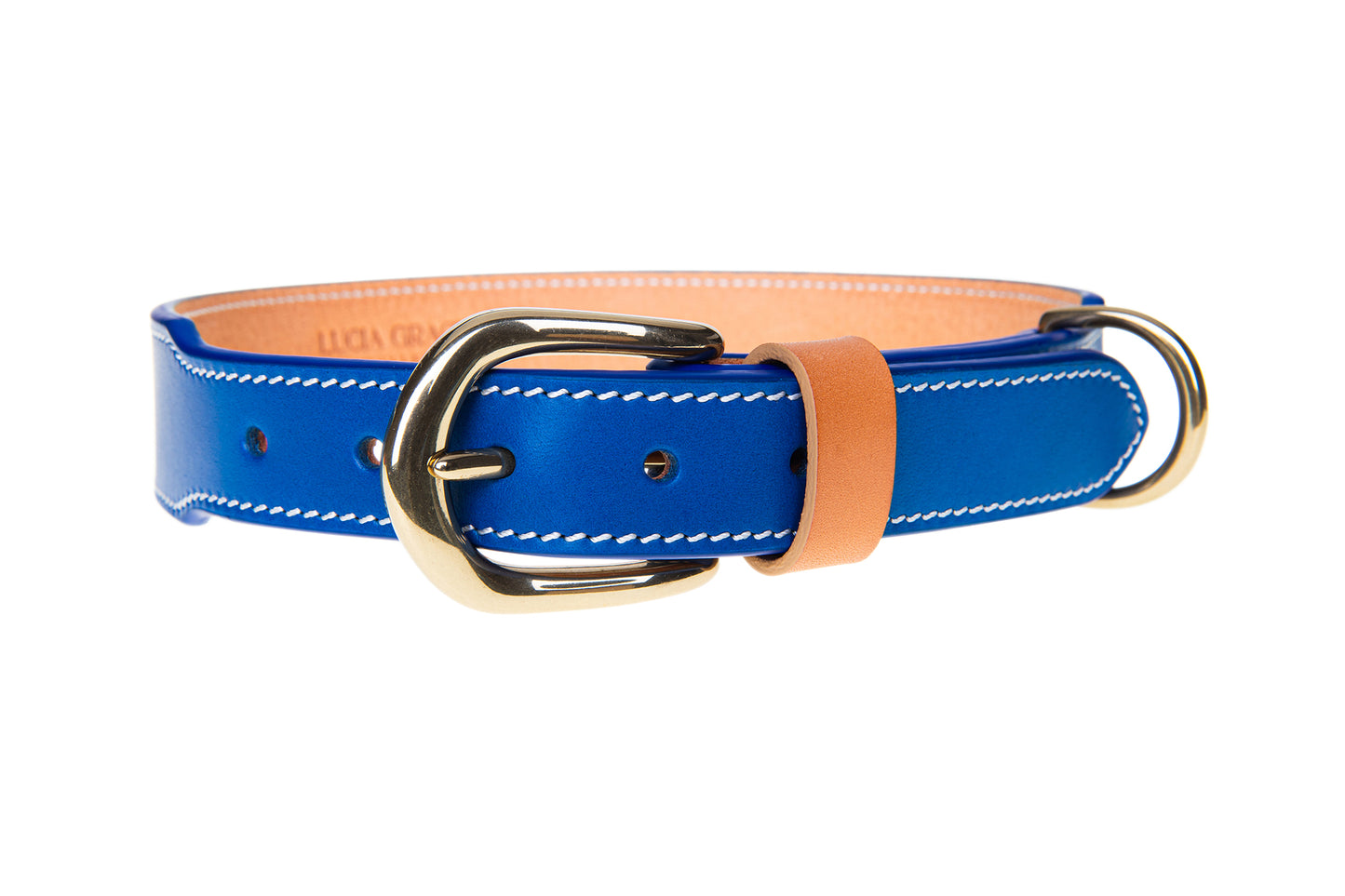 Italian Leather Dog Collar Blue