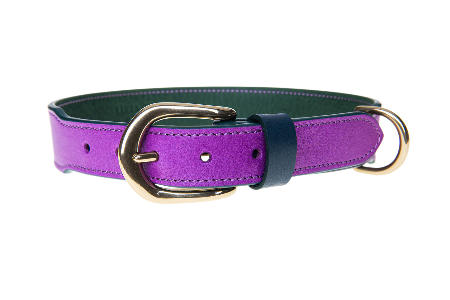 Italian Leather Dog Collar Purple