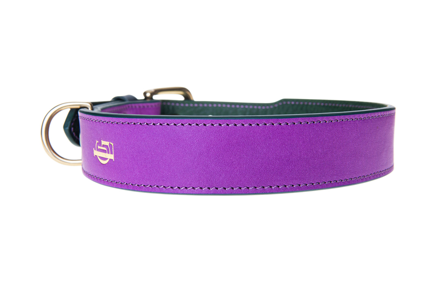 Italian Leather Dog Collar Purple