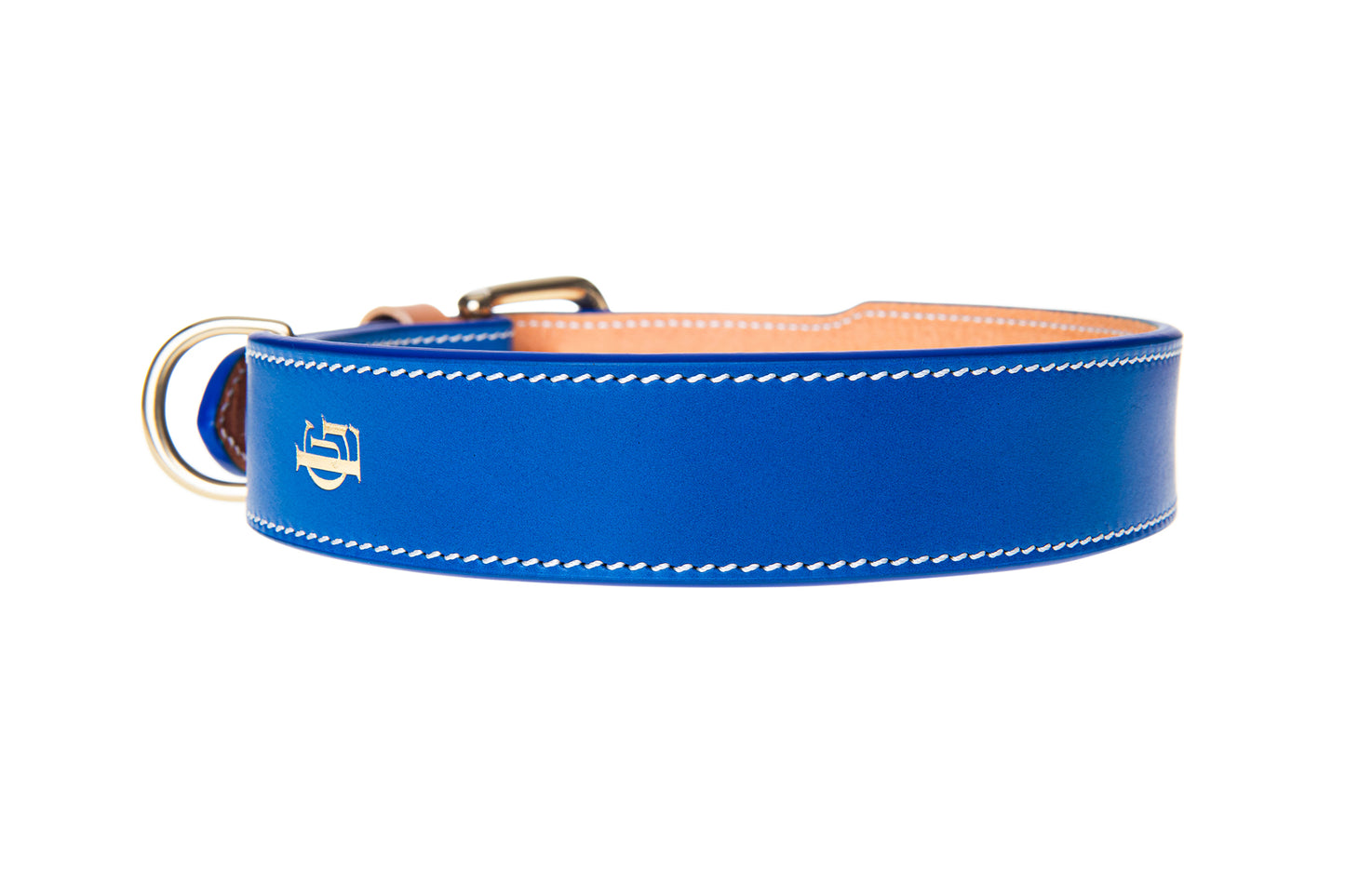 Italian Leather Dog Collar Blue