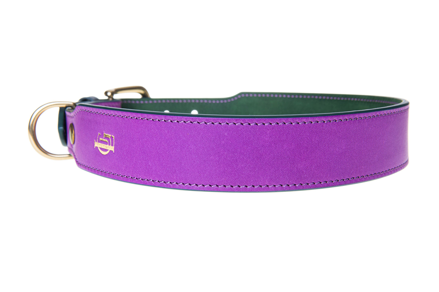 Italian Leather Dog Collar Purple