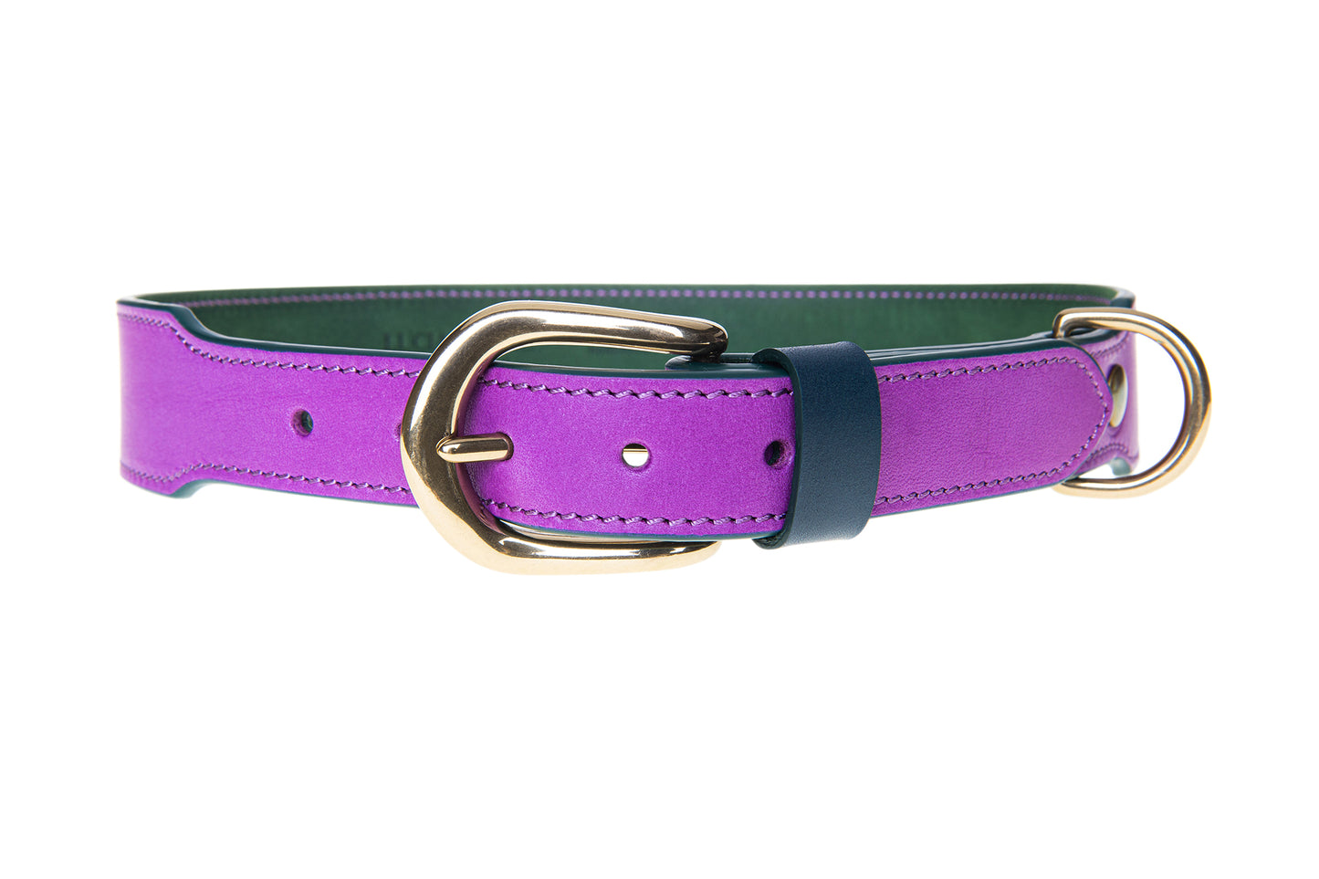 Italian Leather Dog Collar Purple