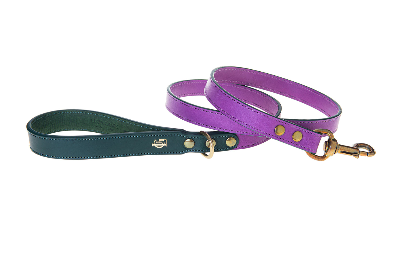 Italian Leather Dog Lead Purple