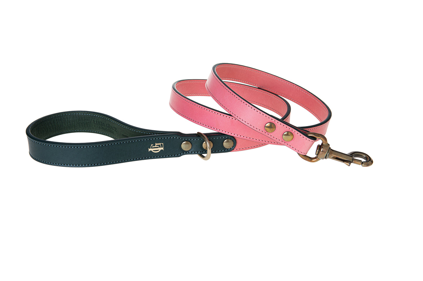 Italian Leather Dog Lead Pink