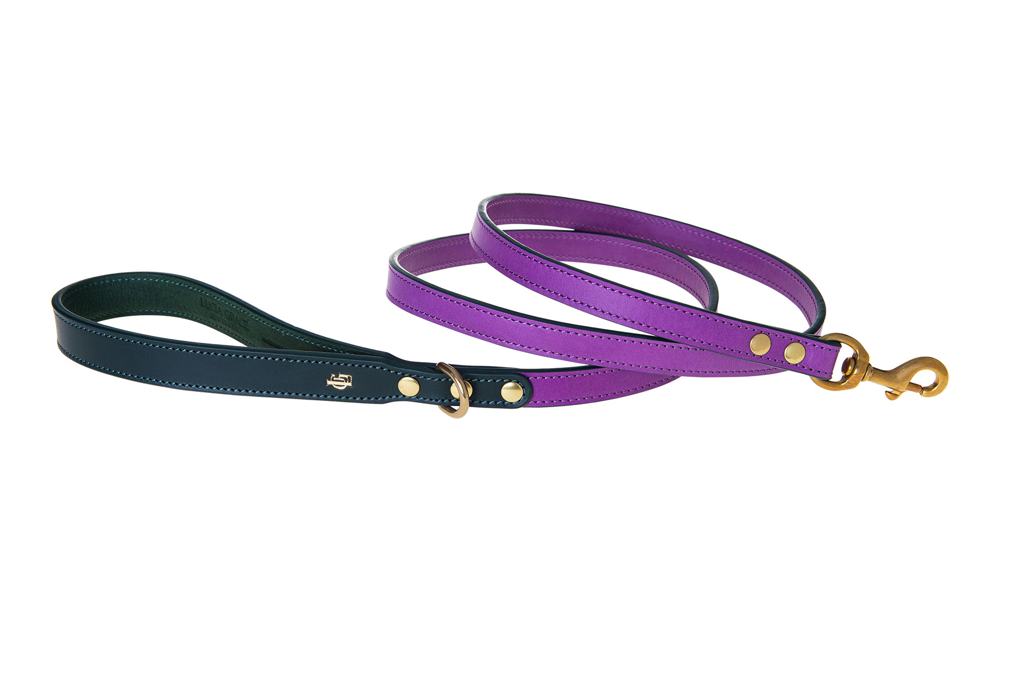Italian Leather Dog Lead Purple