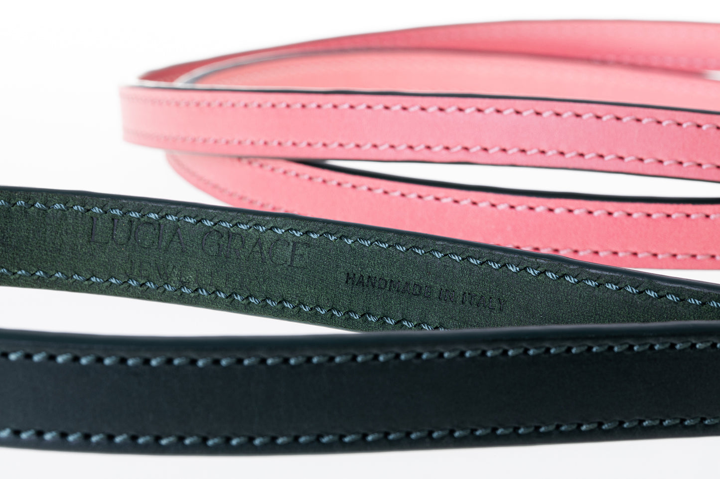 Italian Leather Dog Lead Pink