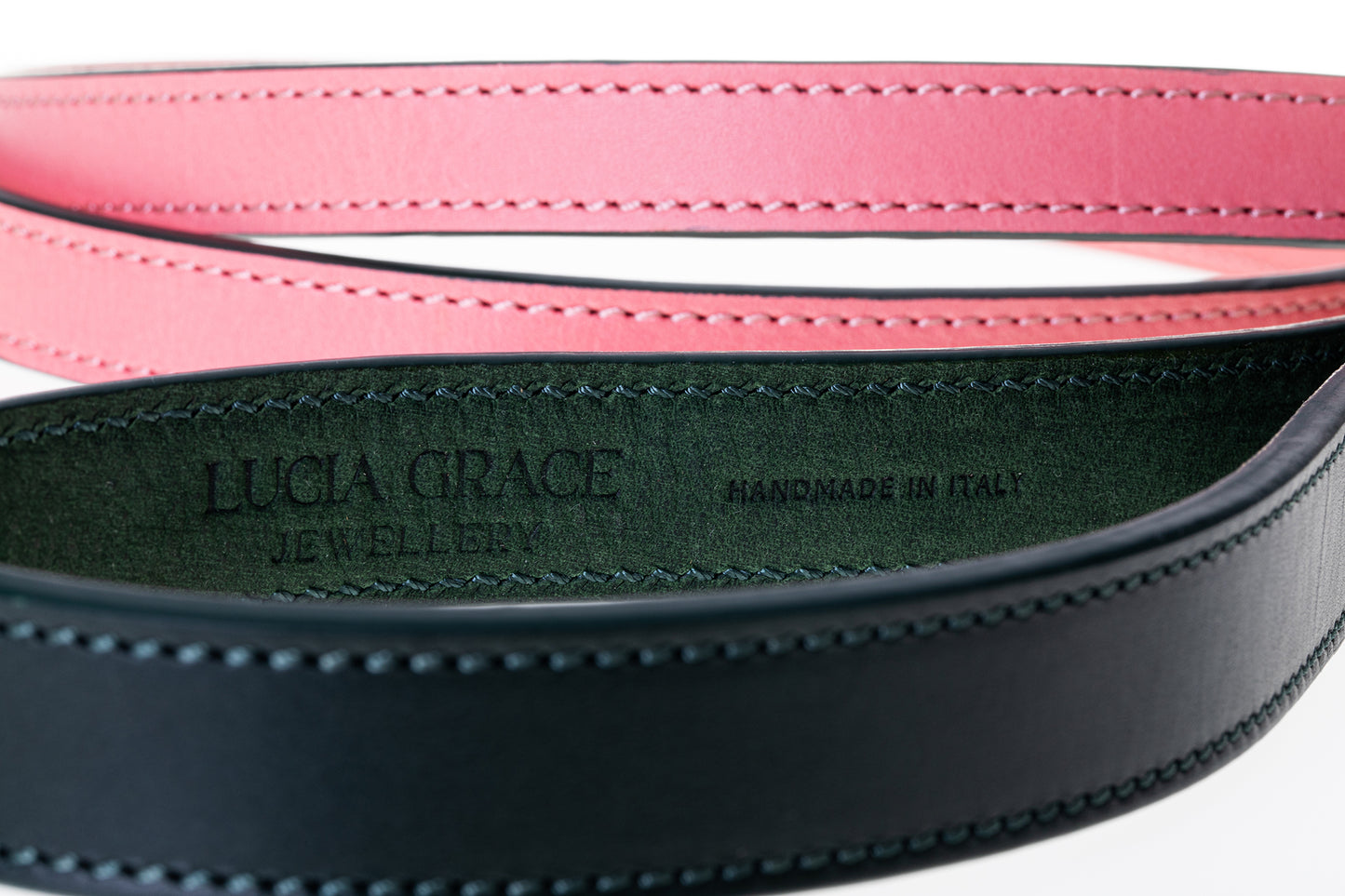 Italian Leather Dog Lead Pink