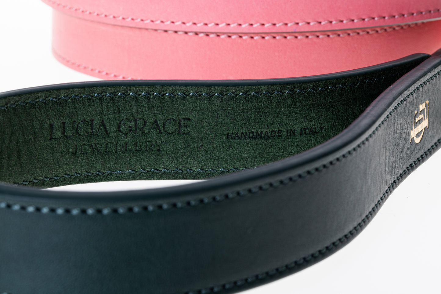Italian Leather Dog Lead Pink