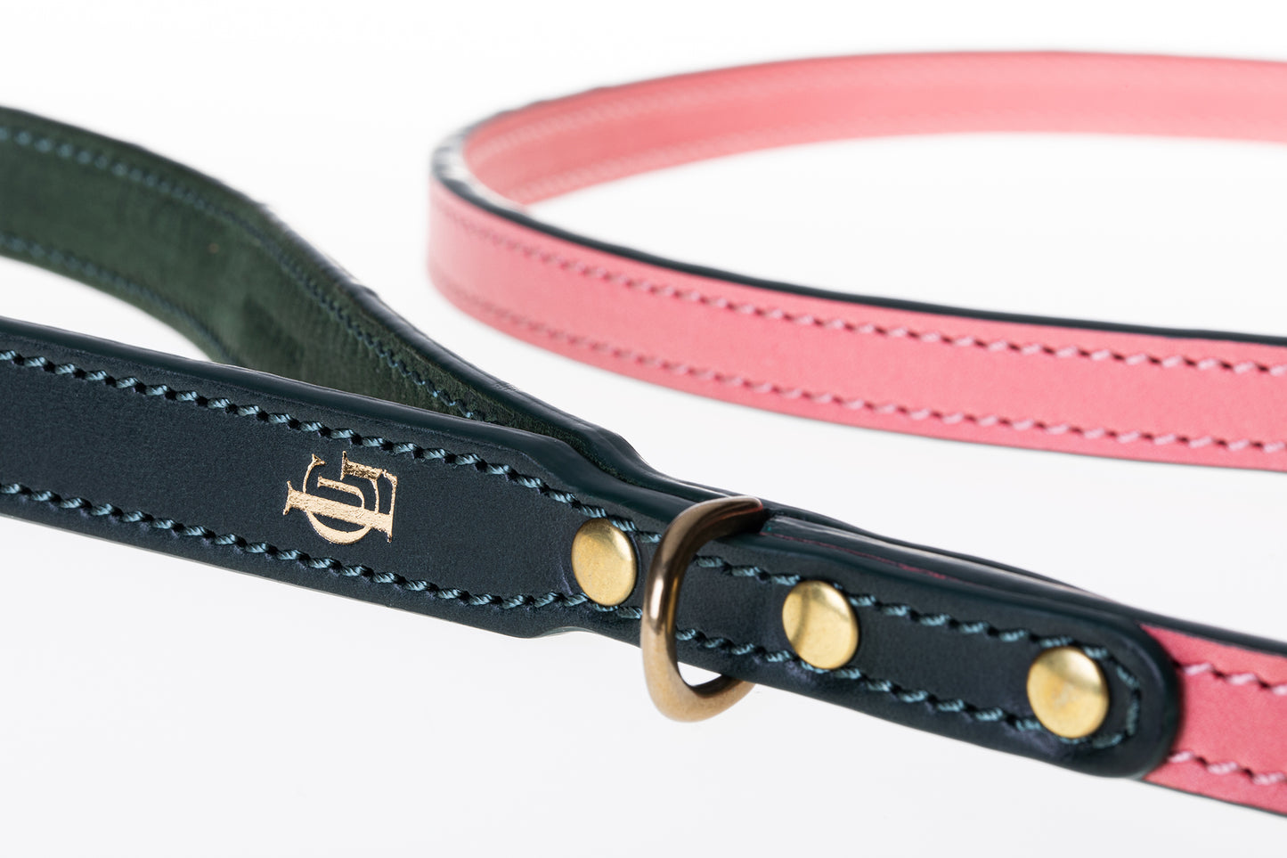 Italian Leather Dog Lead Pink