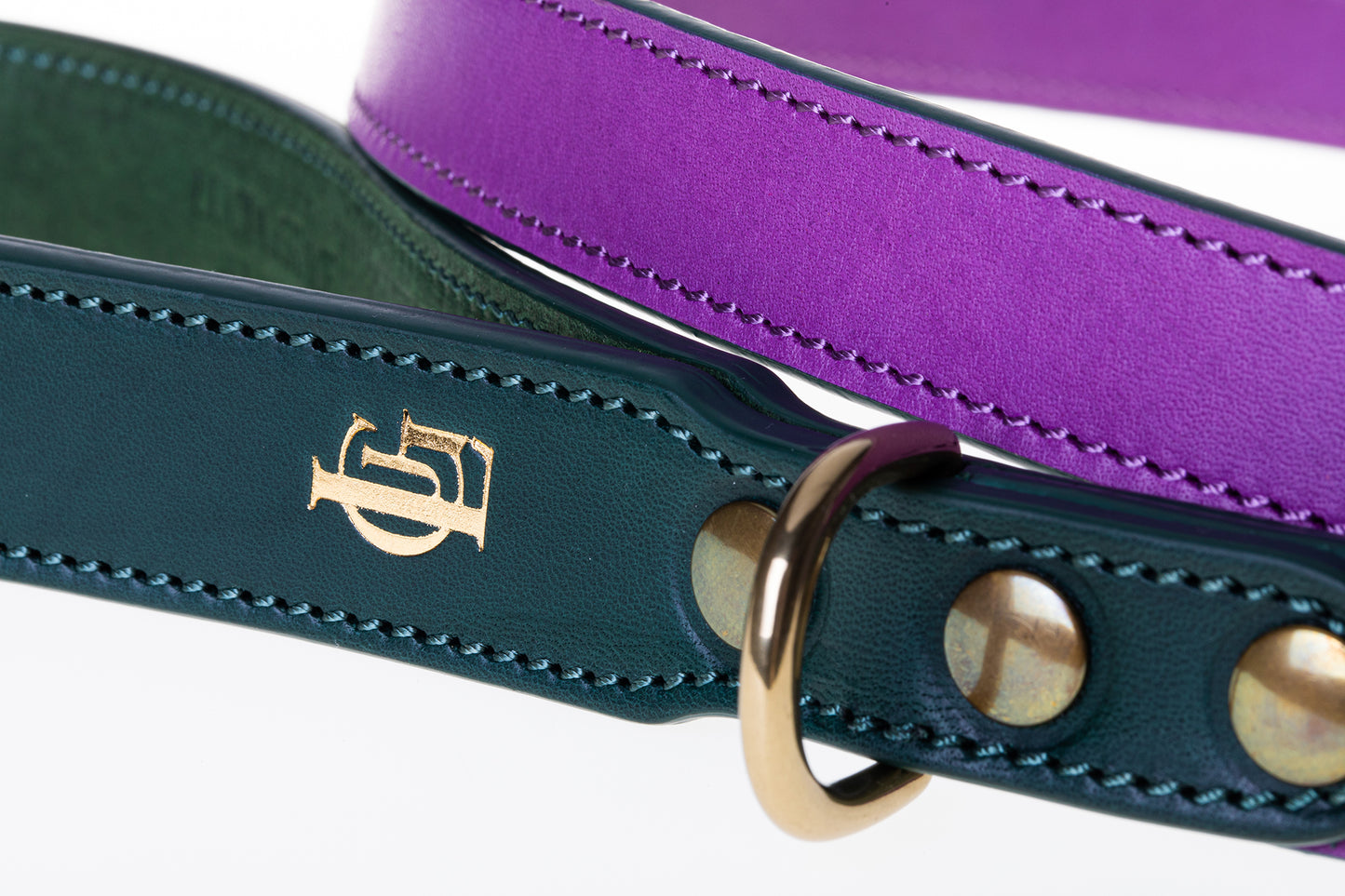 Italian Leather Dog Lead Purple