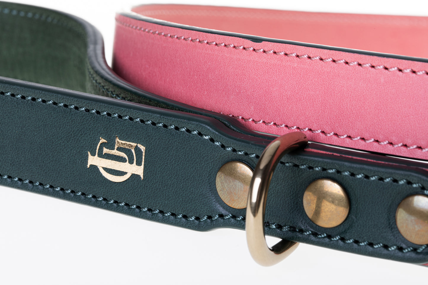 Italian Leather Dog Lead Pink