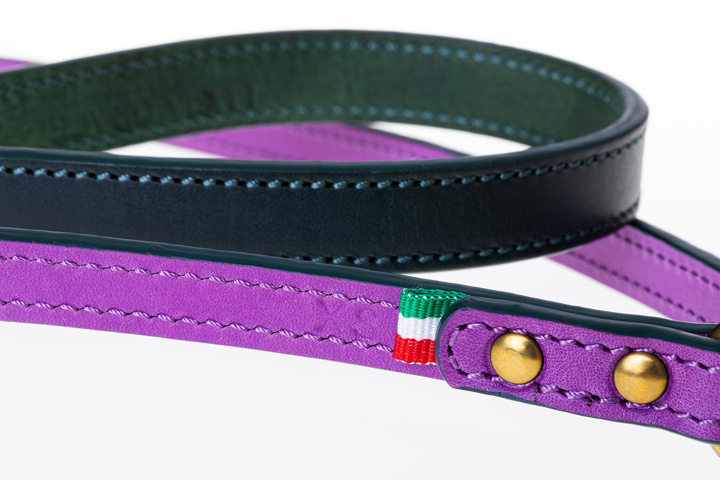 Italian Leather Dog Lead Purple