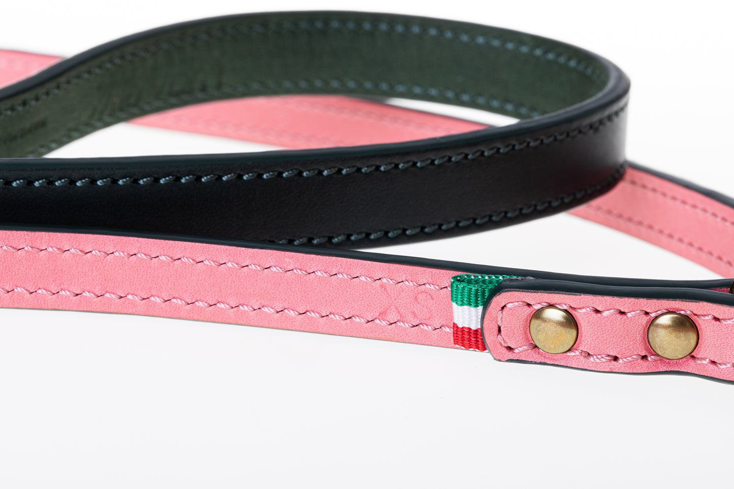 Italian Leather Dog Lead Pink