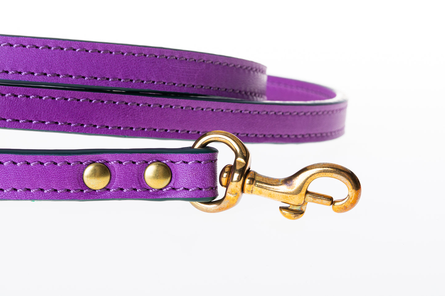 Italian Leather Dog Lead Purple