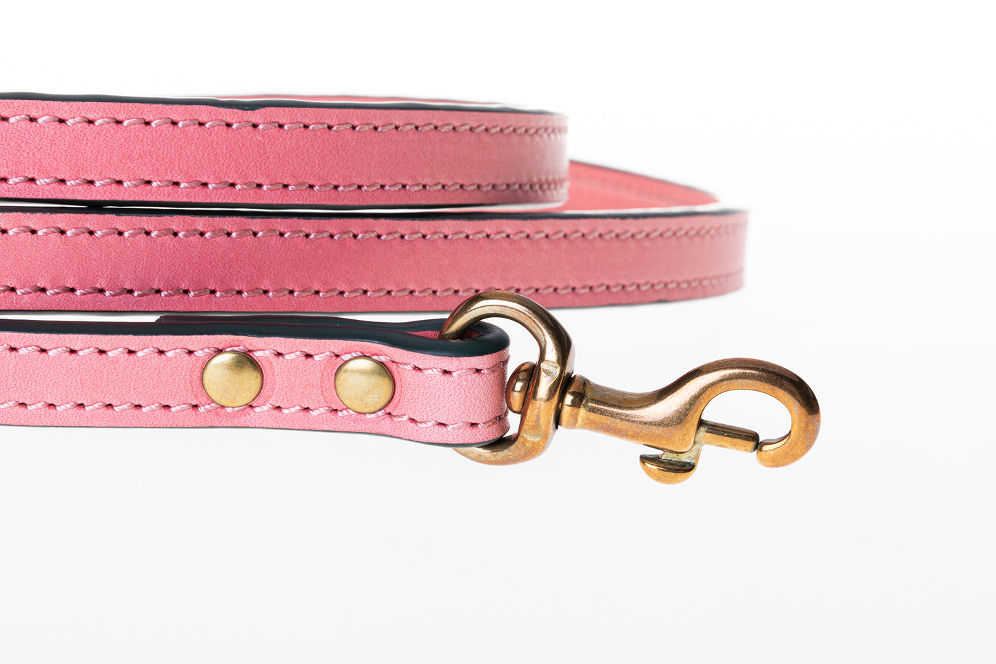 Italian Leather Dog Lead Pink