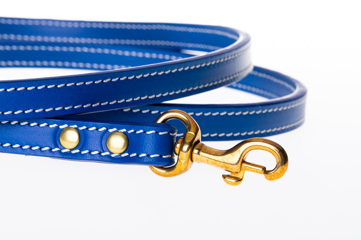 Italian Leather Dog Lead Blue