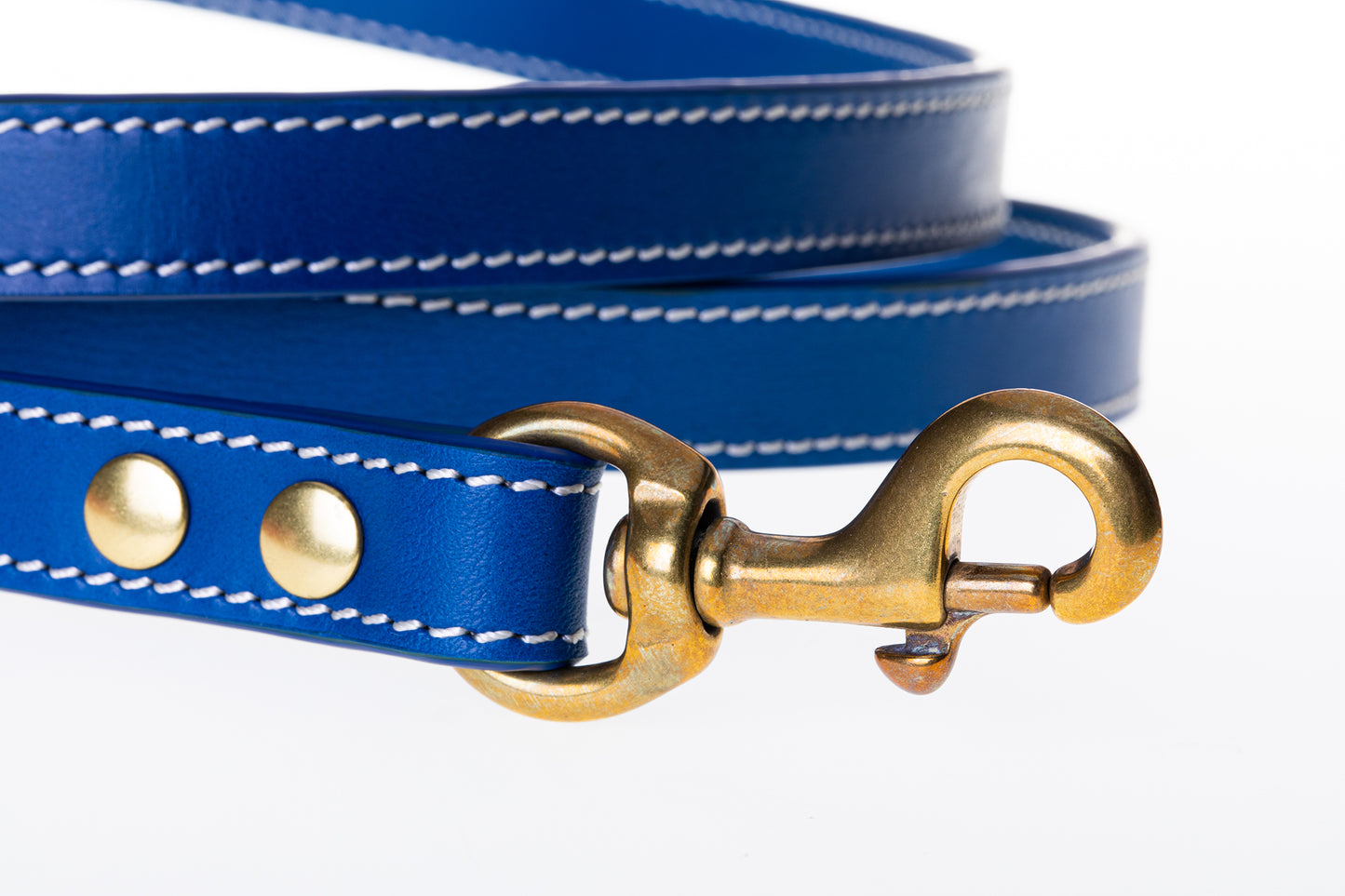 Italian Leather Dog Lead Blue