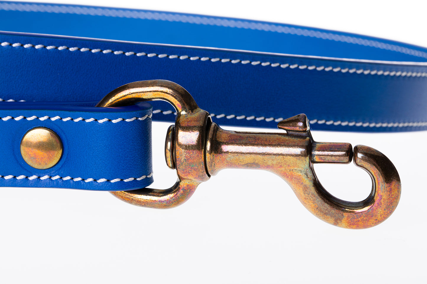 Italian Leather Dog Lead Blue