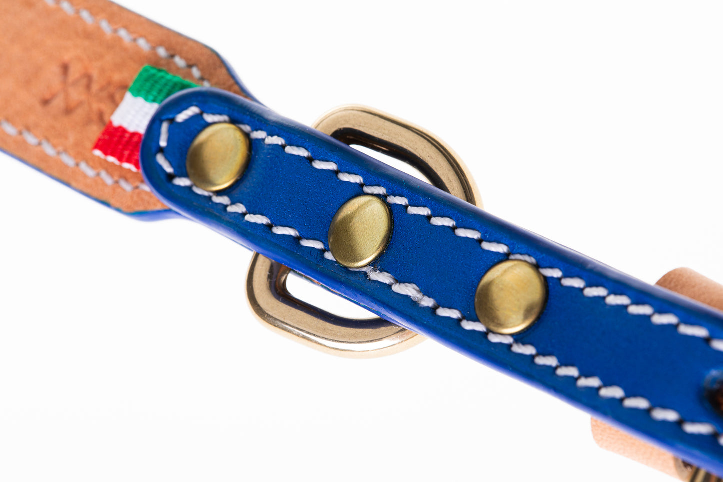 Italian Leather Dog Collar Blue