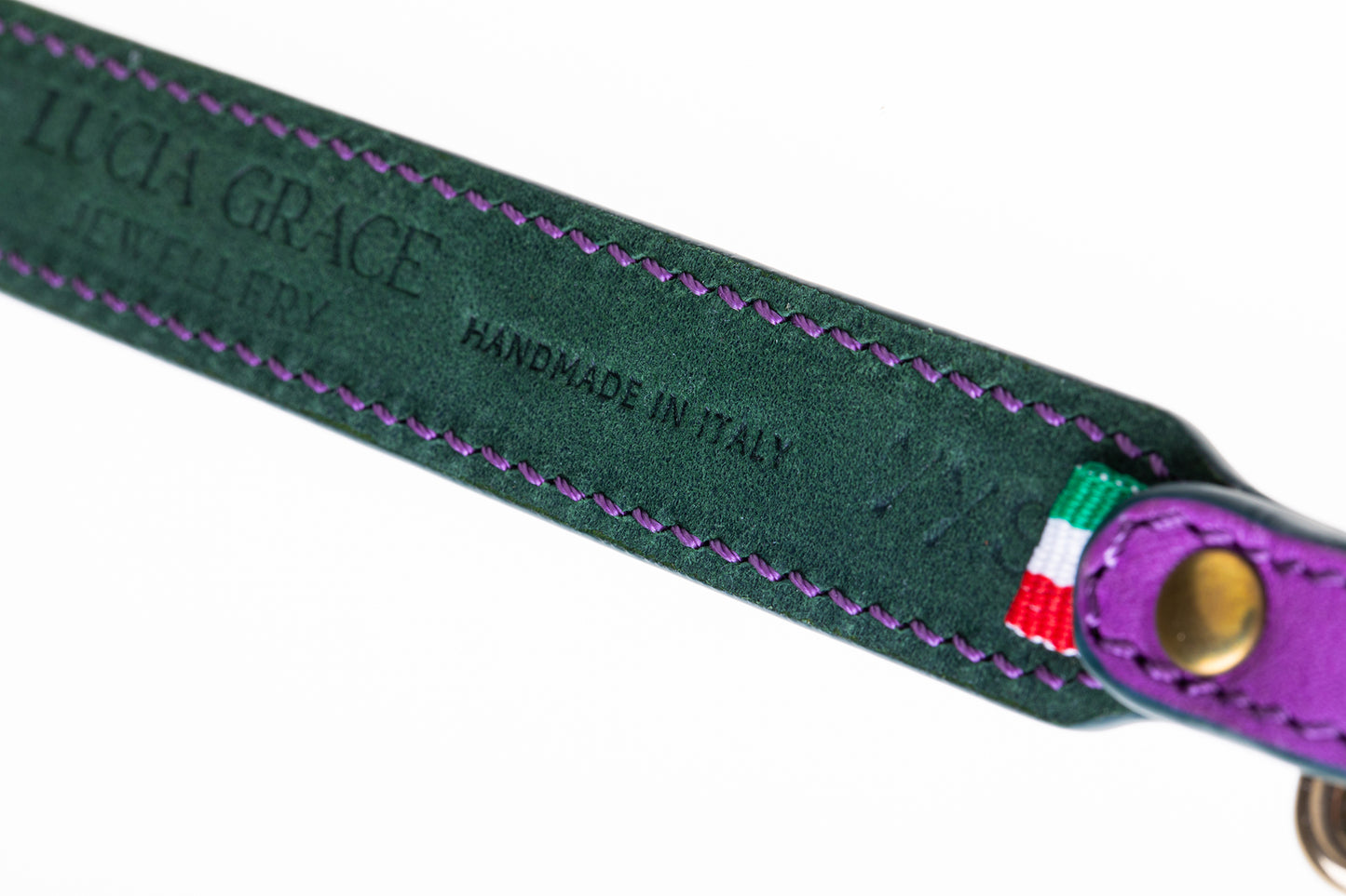 Italian Leather Dog Collar Purple