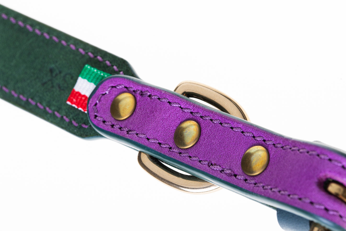 Italian Leather Dog Collar Purple
