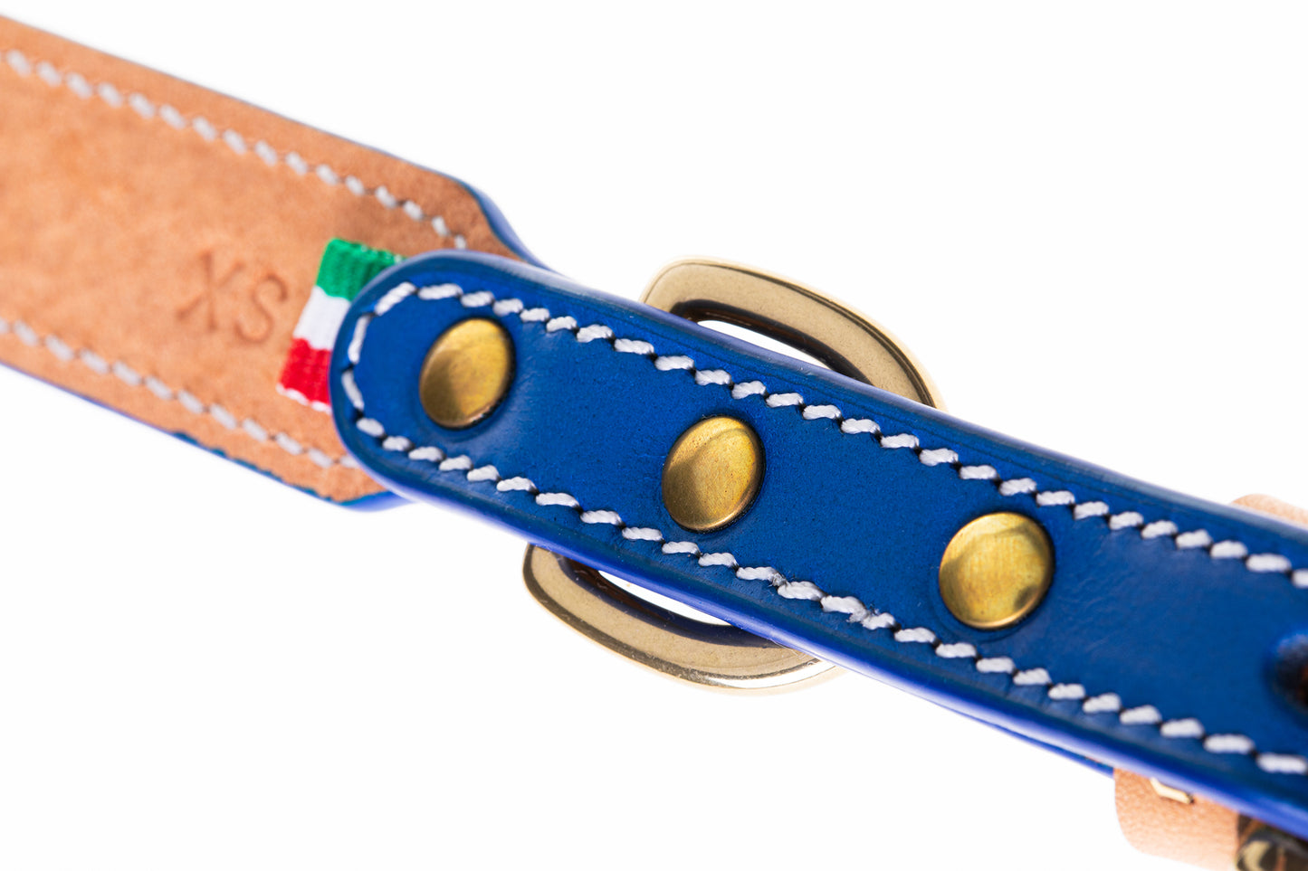 Italian Leather Dog Collar Blue
