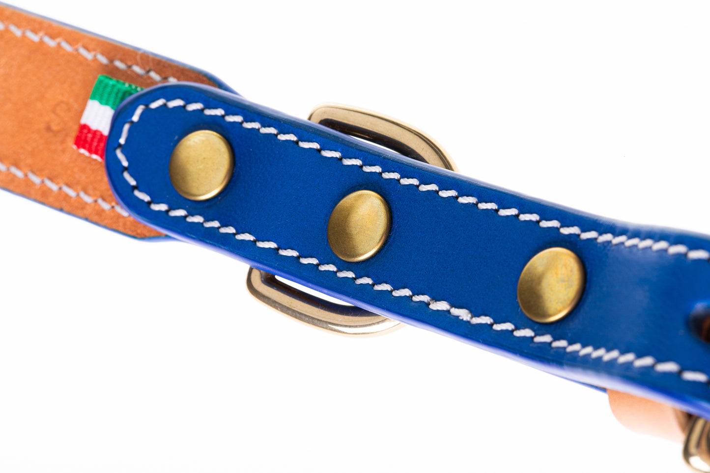 Italian Leather Dog Collar Blue