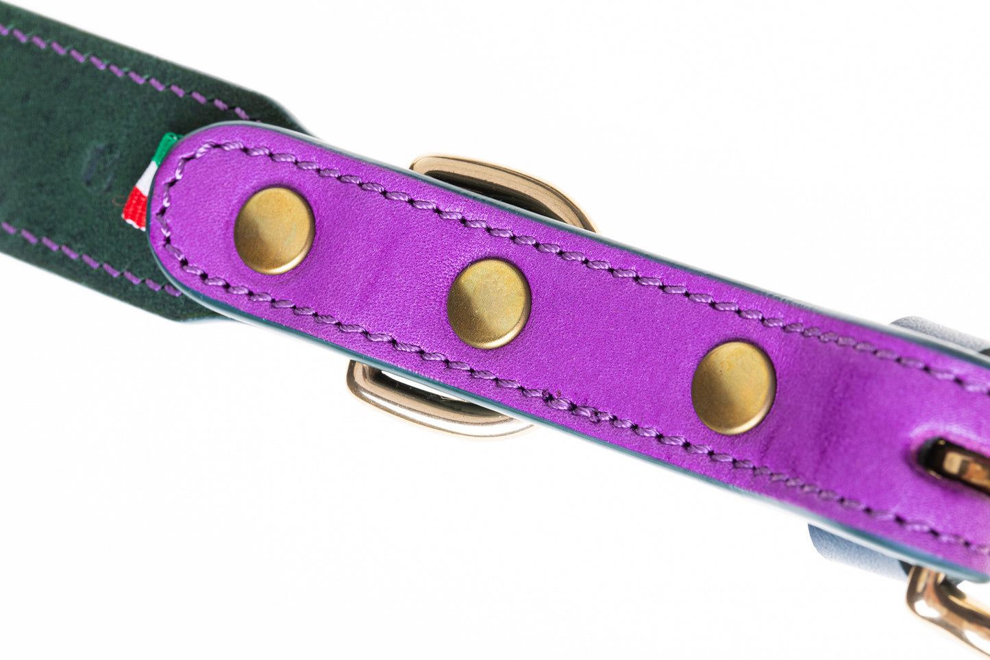 Italian Leather Dog Collar Purple