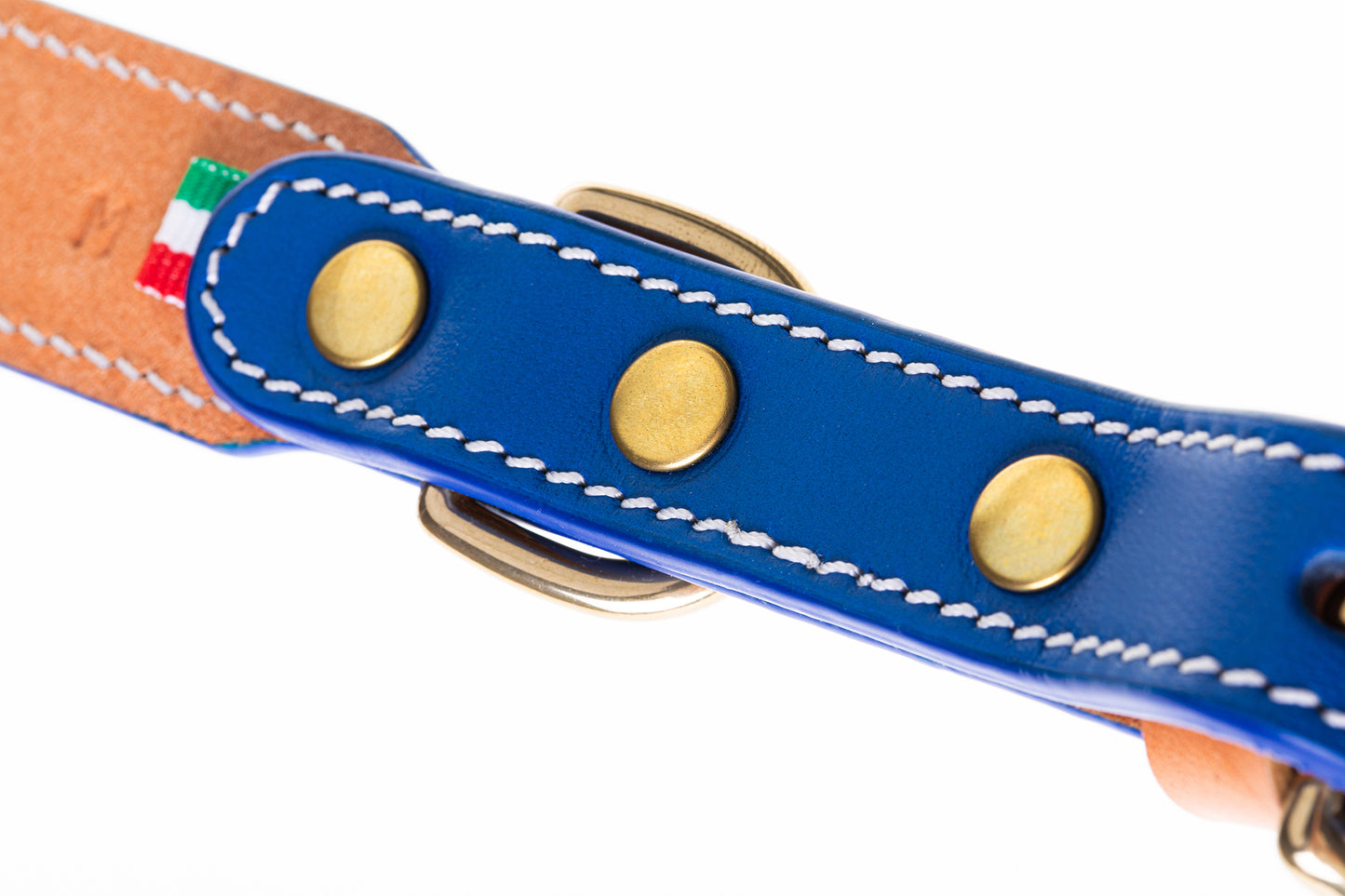 Italian Leather Dog Collar Blue
