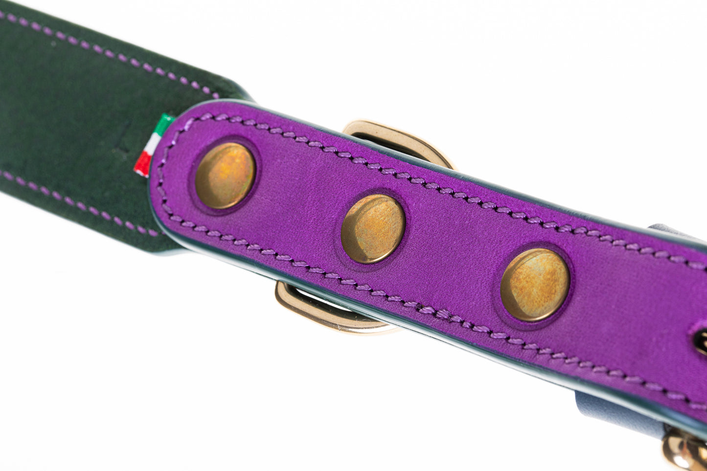 Italian Leather Dog Collar Purple
